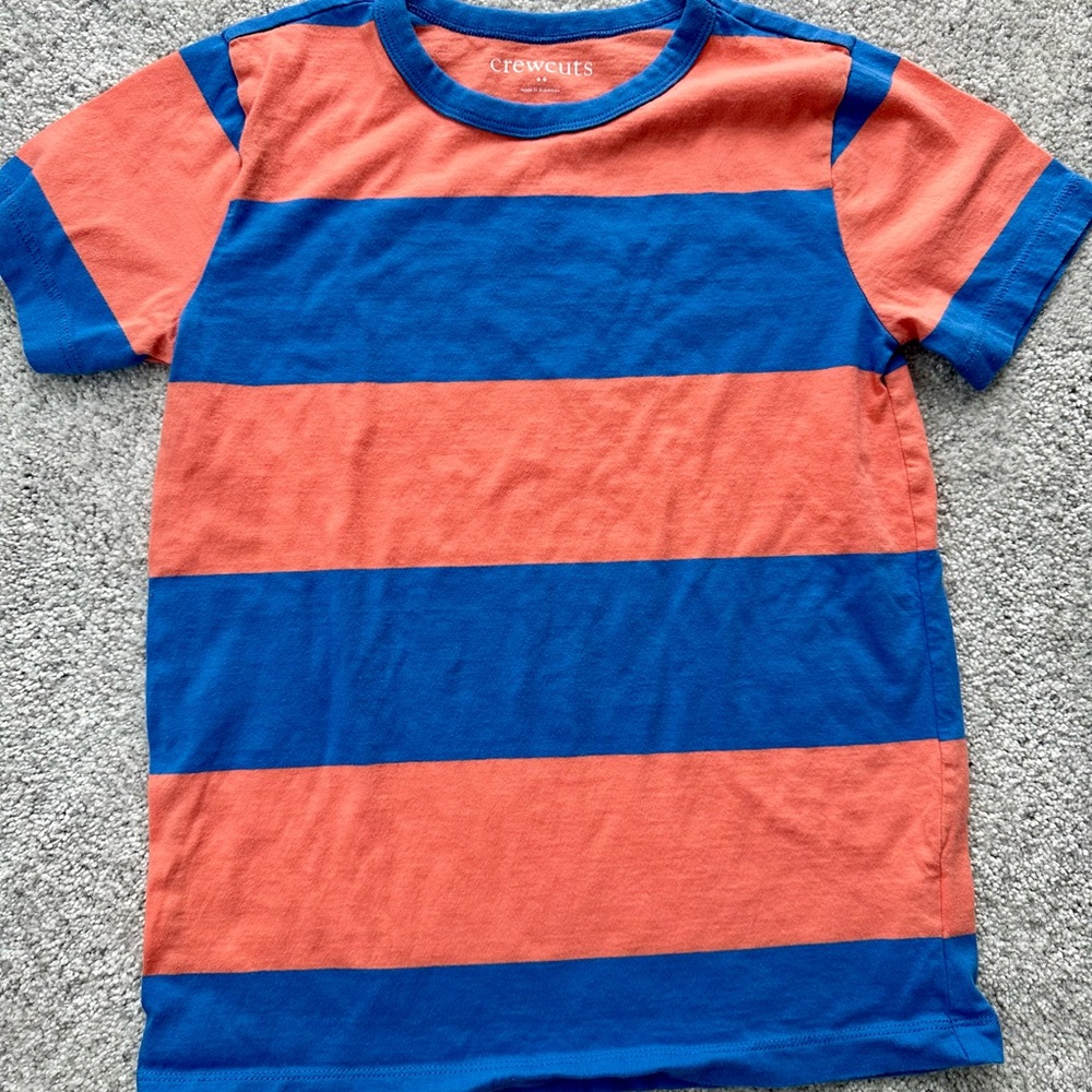 J.Crew Crewcuts Kids Striped Orange and Blue T-Shirt